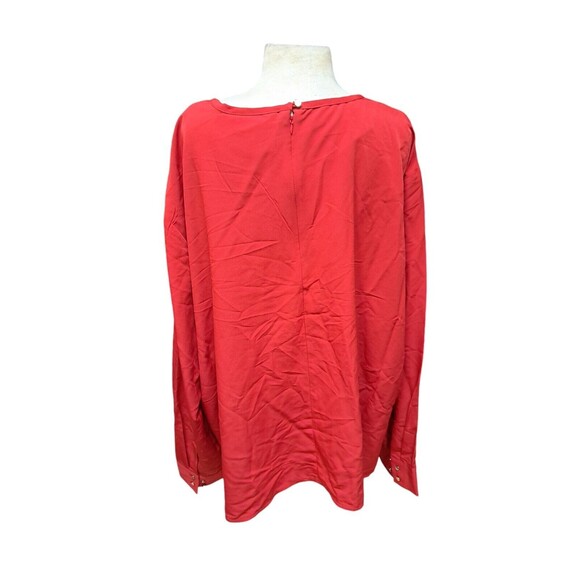 AFFINITY APPAREL Dressy Top Women’s 5XL Red Pleated Blouse Zip Back Gold Buttons - Picture 2 of 8